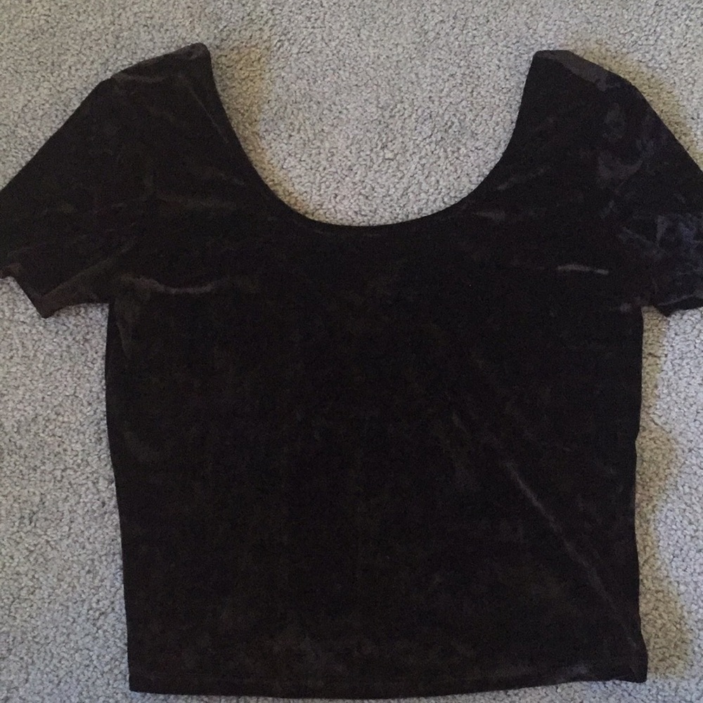 Black velvet crop top NWOT